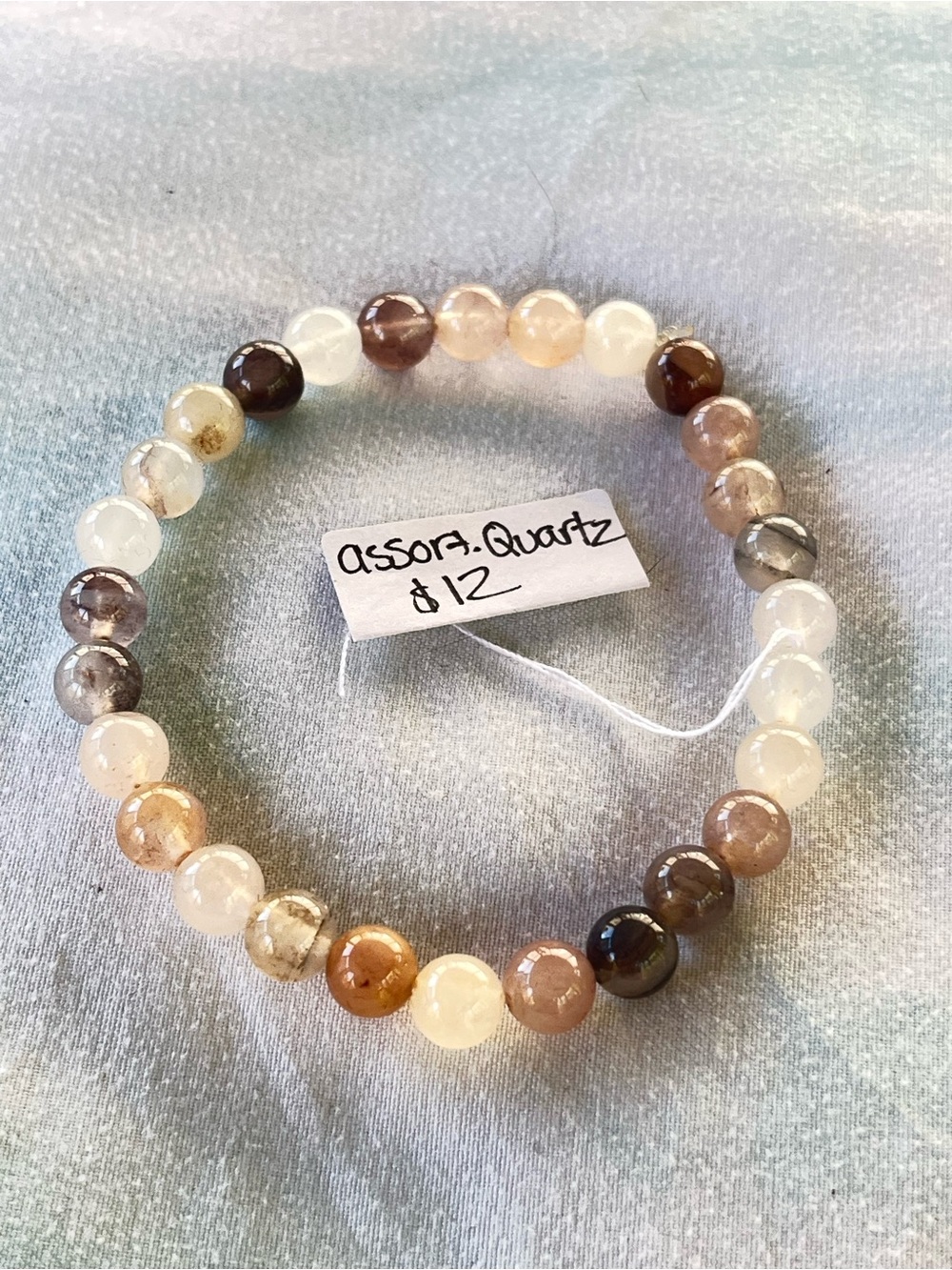 Handcrafted Assorted Quartz Bead Stretch Bracelet - Multicolor